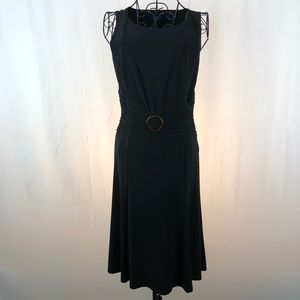 Chaps LBD Knit gold buckle ruched S